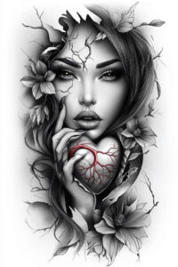 abstract-face – tattoo design ideas free ai generated – realism-high-fidelity – for-shoulder – Gallery: faces-inkby-ai