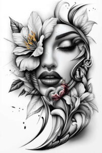 abstract-face – tattoo design ideas free ai generated – realism-portrait-realism – for-full-back – Gallery: faces-inkby-ai