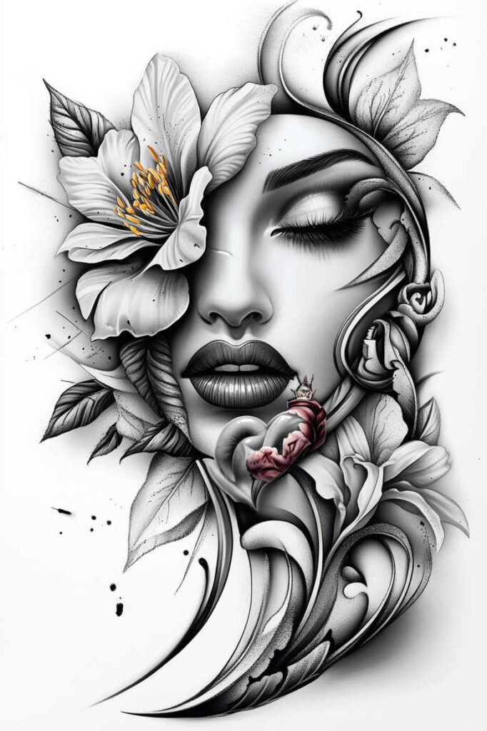 abstract-face – tattoo design ideas free ai generated – realism-portrait-realism – for-full-back – Gallery: faces-inkby-ai