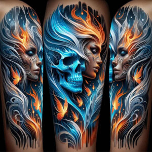 abstract-face – tattoo design ideas free ai generated – realism-realistic-gleam – for-full-back – Gallery: faces-inkby-ai