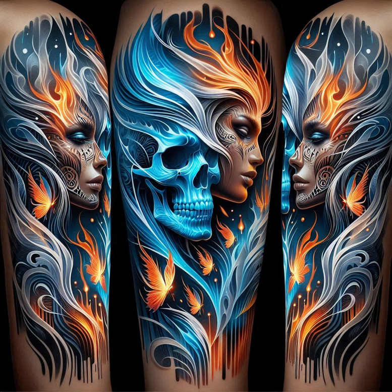 abstract-face – tattoo design ideas free ai generated – realism-realistic-gleam – for-full-back – Gallery: faces-inkby-ai