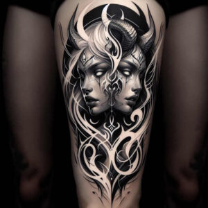 abstract-face – tattoo design ideas free ai generated – surrealism-phantasmagoria – for-shoulder – Gallery: faces-inkby-ai