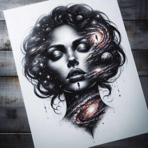 abstract-visage – tattoo design ideas free ai generated – realism-contrast-ink – for-full-back – Gallery: faces-inkby-ai