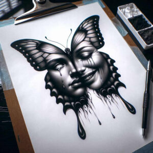 artistic-face – tattoo design ideas free ai generated – neotraditional-subtle-tone – for-hand – Gallery: faces-inkby-ai