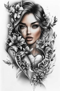 artistic-face – tattoo design ideas free ai generated – realism-cgi-realism – for-arm – Gallery: faces-inkby-ai