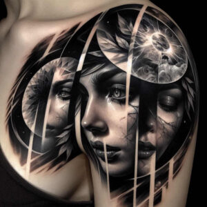 artistic-face – tattoo design ideas free ai generated – realism-realistic-dimension – for-shin – Gallery: faces-inkby-ai