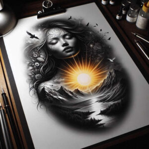 child-face – tattoo design ideas free ai generated – neotraditional-refined-color-palette – for-inner-arm – Gallery: faces-inkby-ai