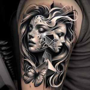 colored-face – tattoo design ideas free ai generated – neotraditional-rich-shading – for-hip – Gallery: faces-inkby-ai