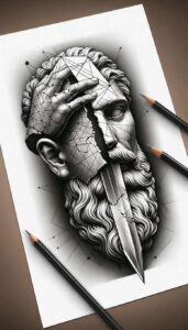 colored-face – tattoo design ideas free ai generated – surrealism-enigmatic-aura – for-back – Gallery: faces-inkby-ai