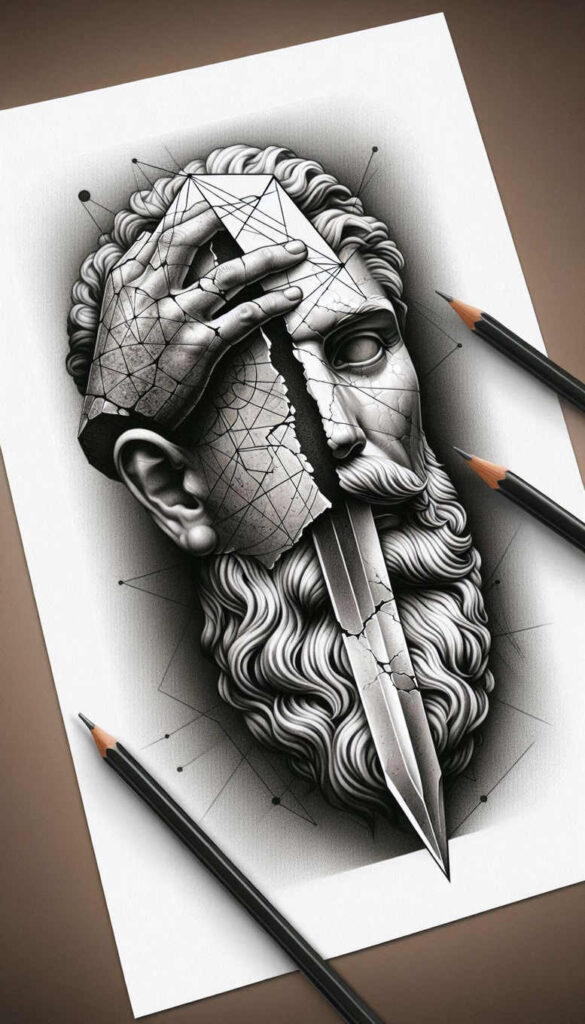 colored-face – tattoo design ideas free ai generated – surrealism-enigmatic-aura – for-back – Gallery: faces-inkby-ai