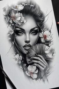 crowned-face – tattoo design ideas free ai generated – neotraditional-bold-highlights – for-outer-arm – Gallery: faces-inkby-ai