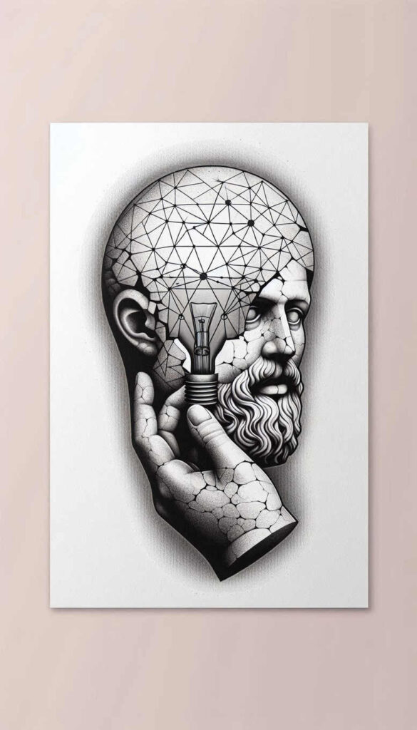 crowned-face – tattoo design ideas free ai generated – realism-micro-realism – for-elbow – Gallery: faces-inkby-ai