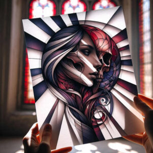 crowned-face – tattoo design ideas free ai generated – surrealism-abstract – for-ribs – Gallery: faces-inkby-ai