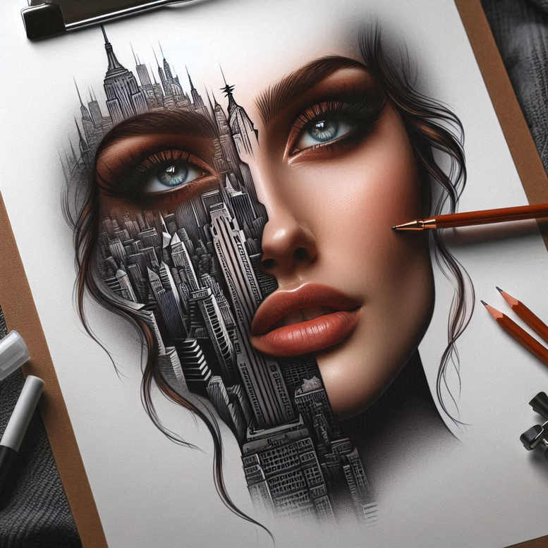 delicate-face – tattoo design ideas free ai generated – neotraditional-layered-color – for-scapula – Gallery: faces-inkby-ai
