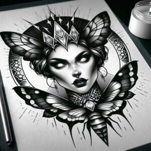 delicate-face – tattoo design ideas free ai generated – neotraditional-layered-fill – for-fingers – Gallery: faces-inkby-ai