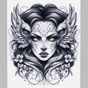 delicate-face – tattoo design ideas free ai generated – realism-optical-depth – for-upper-chest – Gallery: faces-inkby-ai