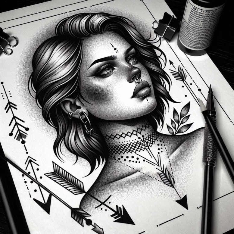delicate-face – tattoo design ideas free ai generated – realism-true-to-life – for-fingers – Gallery: faces-inkby-ai