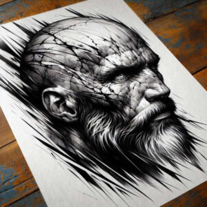 delicate-face – tattoo design ideas free ai generated – surrealism-distorted-perspective – for-foot – Gallery: faces-inkby-ai