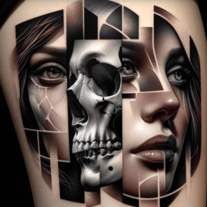 detailed-face – tattoo design ideas free ai generated – neotraditional-deep-blacks – for-neck – Gallery: faces-inkby-ai