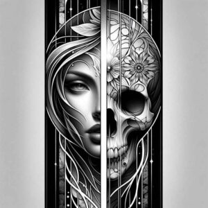 detailed-face – tattoo design ideas free ai generated – neotraditional-enhanced-shading – for-scapula – Gallery: faces-inkby-ai