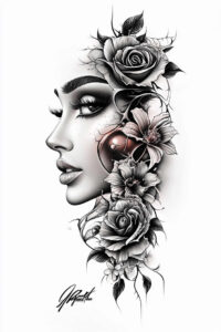 detailed-face – tattoo design ideas free ai generated – realism-inner-glow – for-upper-back – Gallery: faces-inkby-ai