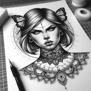 detailed-face – tattoo design ideas free ai generated – realism-true-skin – for-shin – Gallery: faces-inkby-ai