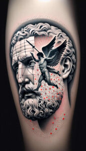 detailed-visage-for-men – tattoo design ideas free ai generated – neotraditional-artful-color – for-collarbone – Gallery: faces-inkby-ai