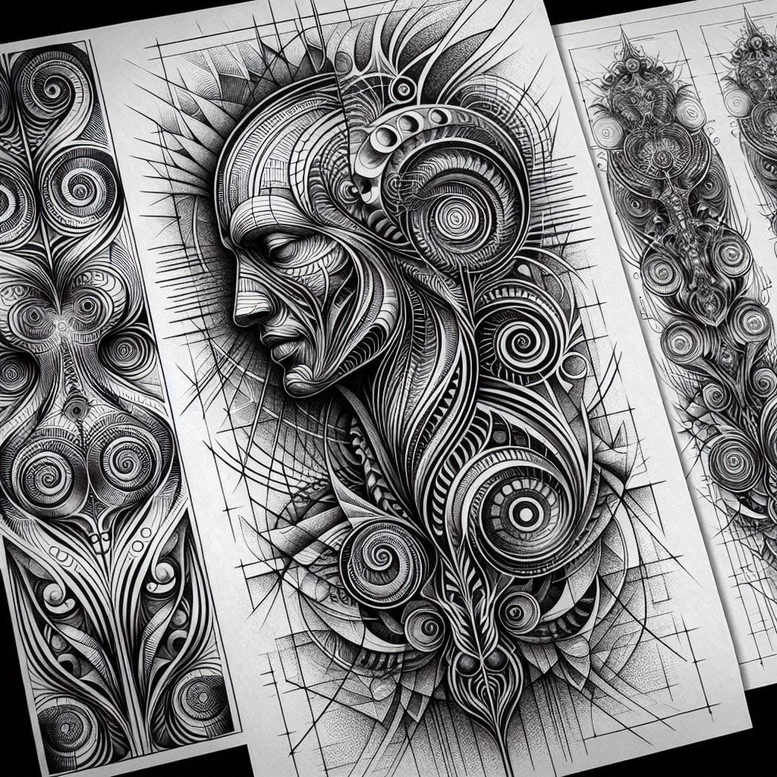 detailed-visage-for-men – tattoo design ideas free ai generated – neotraditional-decorative-flourishes – for-forearm – Gallery: faces-inkby-ai