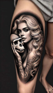 detailed-visage-for-men – tattoo design ideas free ai generated – neotraditional-layered-fill – for-heel – Gallery: faces-inkby-ai
