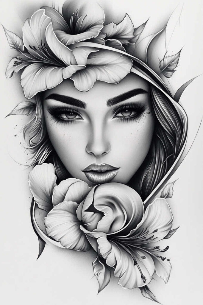 detailed-visage-for-men – tattoo design ideas free ai generated – neotraditional-modern-classic – for-upper-arm – Gallery: faces-inkby-ai