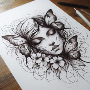 detailed-visage-for-men – tattoo design ideas free ai generated – neotraditional-rich-shading – for-thigh – Gallery: faces-inkby-ai