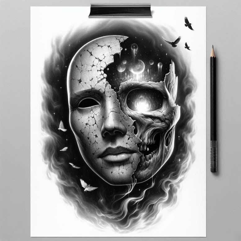 detailed-visage-for-men – tattoo design ideas free ai generated – realism-depth-illusion – for-upper-back – Gallery: faces-inkby-ai