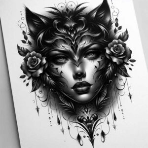 detailed-visage-for-men – tattoo design ideas free ai generated – surrealism-altered-reality – for-upper-shoulder – Gallery: faces-inkby-ai