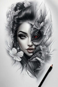 detailed-visage-for-men – tattoo design ideas free ai generated – surrealism-timeless – for-heel – Gallery: faces-inkby-ai