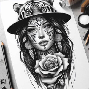 detailed-visage-for-men – tattoo design ideas free ai generated – surrealism-translucent-layers – for-ribs – Gallery: faces-inkby-ai