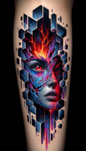 emotional-face – tattoo design ideas free ai generated – neotraditional-clean-fill – for-stomach – Gallery: faces-inkby-ai