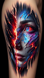 emotional-face – tattoo design ideas free ai generated – surrealism-blurred-edges – for-toe – Gallery: faces-inkby-ai