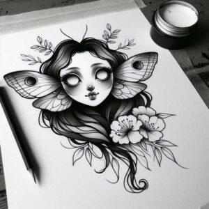 emotional-face – tattoo design ideas free ai generated – surrealism-vivid-hallucination – for-elbow – Gallery: faces-inkby-ai
