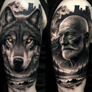 emotional-visage – tattoo design ideas free ai generated – neotraditional-classic-motifs – for-wrist-side – Gallery: faces-inkby-ai