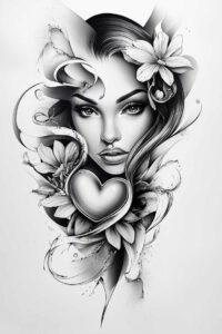 emotional-visage – tattoo design ideas free ai generated – neotraditional-contoured-forms – for-stomach – Gallery: faces-inkby-ai