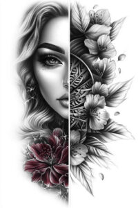 emotional-visage – tattoo design ideas free ai generated – realism-precise-gradient – for-biceps – Gallery: faces-inkby-ai