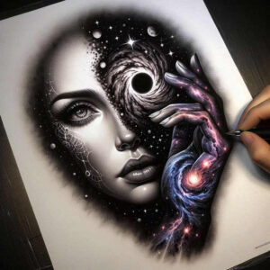 emotional-visage – tattoo design ideas free ai generated – realism-skin-illusion – for-behind-ear – Gallery: faces-inkby-ai