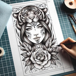 emotional-visage – tattoo design ideas free ai generated – realism-tactile-shading – for-stomach – Gallery: faces-inkby-ai