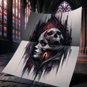emotional-visage – tattoo design ideas free ai generated – surrealism-disorienting – for-back – Gallery: faces-inkby-ai