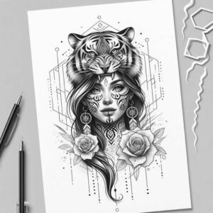 emotional-visage – tattoo design ideas free ai generated – surrealism-ghostly-shapes – for-palm – Gallery: faces-inkby-ai