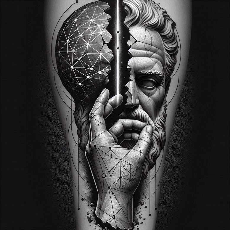 emotive-face – tattoo design ideas free ai generated – realism-light-reflections – for-abdomen – Gallery: faces-inkby-ai