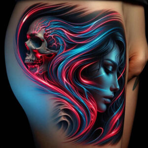 emotive-face – tattoo design ideas free ai generated – realism-tattoo-reflection – for-calf – Gallery: faces-inkby-ai