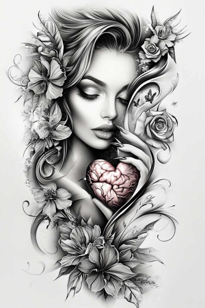 emotive-face – tattoo design ideas free ai generated – surrealism-melted-shapes – for-palm – Gallery: faces-inkby-ai