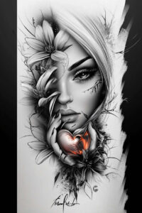 expressive-face – tattoo design ideas free ai generated – realism-form-fidelity – for-shoulder – Gallery: faces-inkby-ai