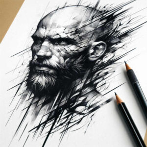 expressive-face – tattoo design ideas free ai generated – surrealism-shadow-play – for-back-of-neck – Gallery: faces-inkby-ai